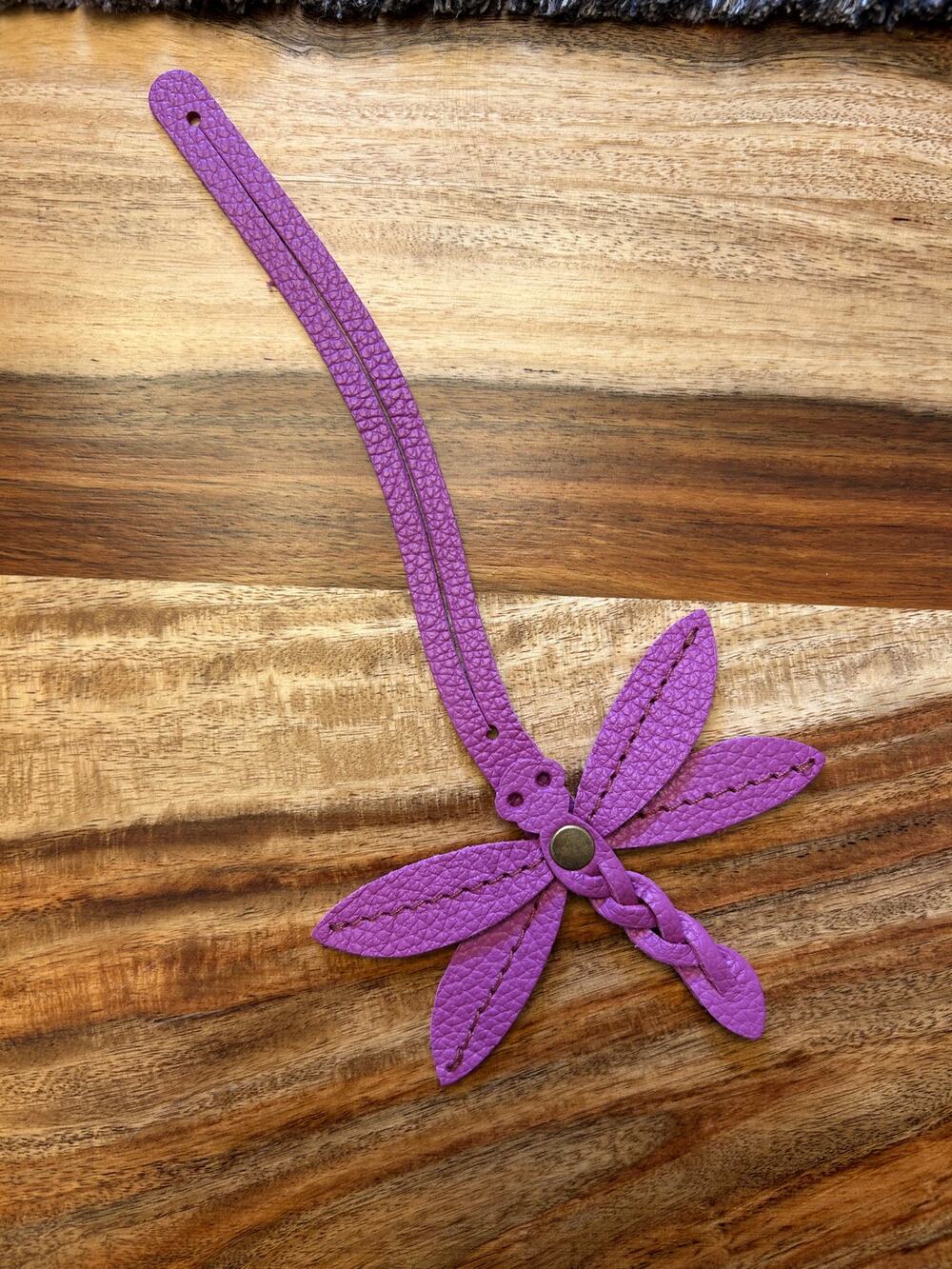 Portland Leather Dragonfly Charm CATTLEYA Purple Purse Charm FAST SHIP